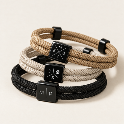 Bracciali Sempre Con Me con cordino intrecciato e iniziali incise