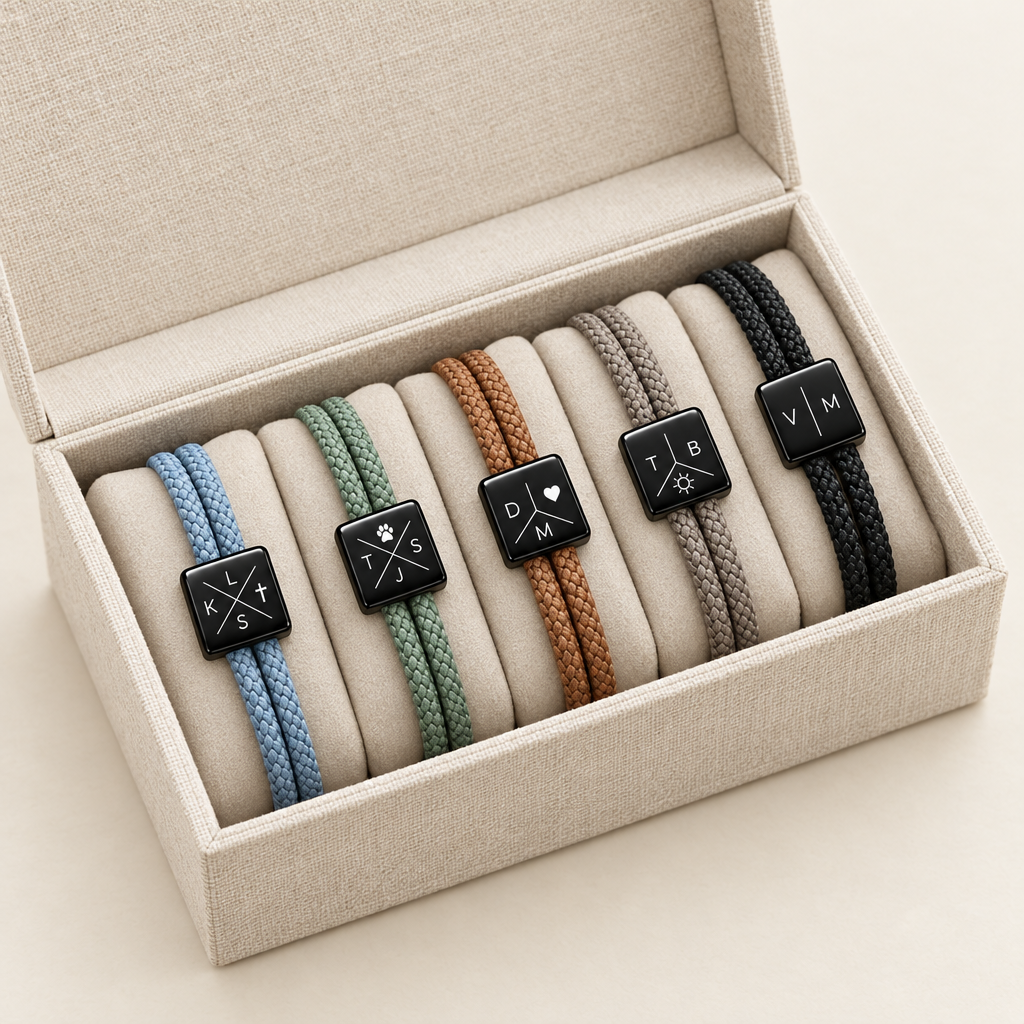 I colori disponibili del bracciale con iniziali