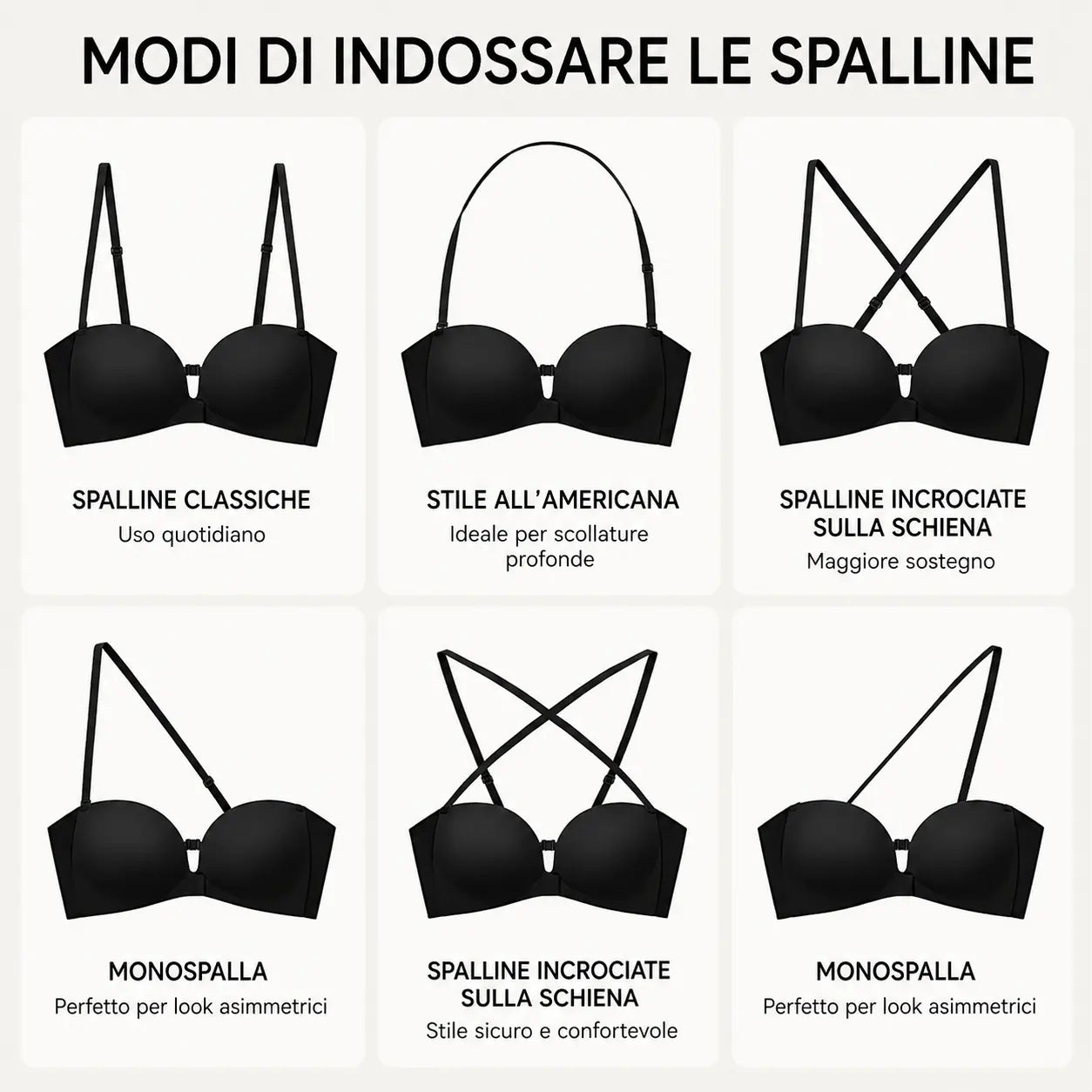 Reggiseno Invisibile Senza Spalline, Effetto Push-Up Antiscivolo