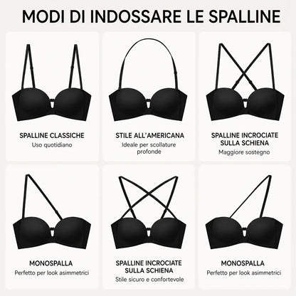 Reggiseno Invisibile Senza Spalline, Effetto Push-Up Antiscivolo