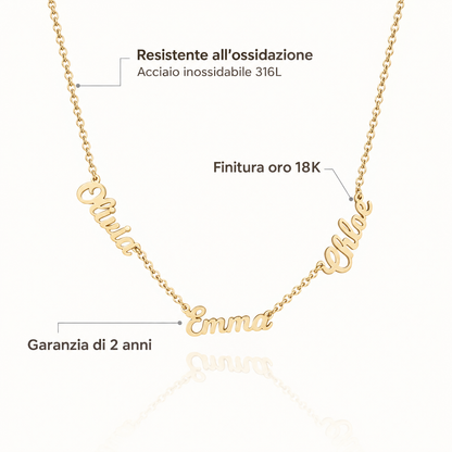 Materiali, finitura oro 18K e garanzia di 2 anni