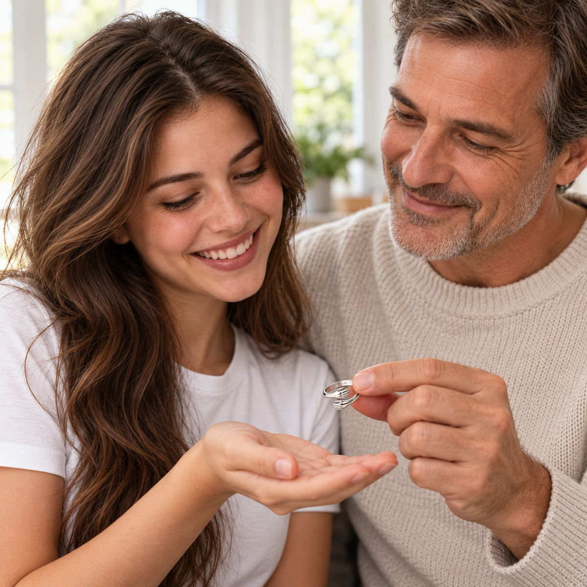 Un papà regala alla figlia l’anello inciso Love, Dad